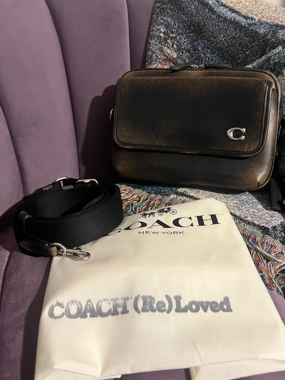 Charter Flap Crossbody Bag 24 In Loved Leather EUC